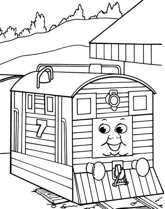 kleurplaten en zo » Kleurplaat van Thomas de trein